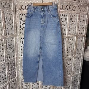 Anthropologie The Madi Front-Slit Denim Skirt by Pilcro Blue Size US 8 Western